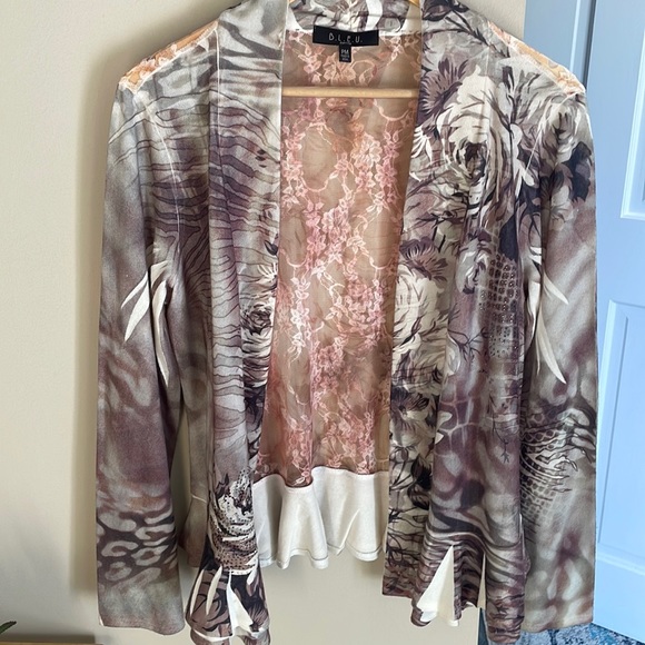 bleu Sweaters - B.L.E.U. Open cardigan with lace back